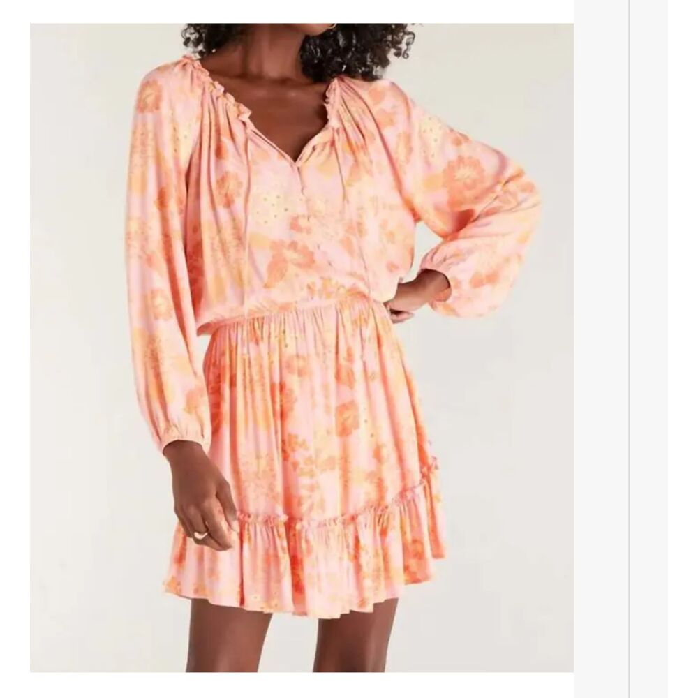 NWT Z Supply Montecito Floral Dress Sunkist Coral Size M